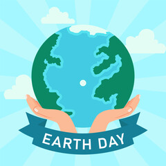 international earth day poster illustration design with planet earth ornament