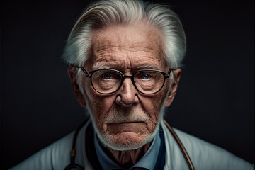 portrait of a man, portrait of a doctor of advanced age, expert in medicine, image created with ia - obrazy, fototapety, plakaty