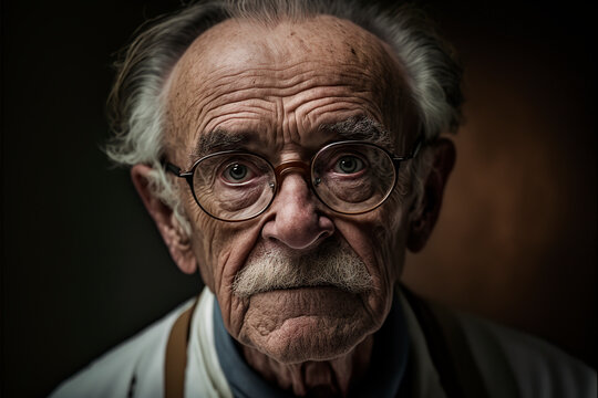 old man portrait, Portrait of a dedicated elderly man in public health, image created with ia