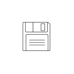 line icon of a floppy disk icon 90s 80s retro tech media storage nostalgia memories line art