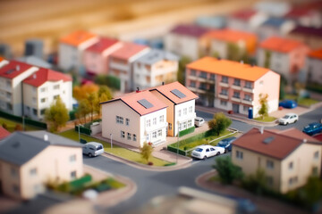 Background small town, top view, streets with cars