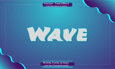 modern blue waving text effect. 100% easy editable