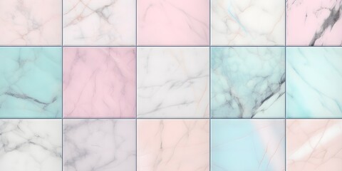 Colorful Pastel Color Marble Tile Patterned Texture Background | Generative AI Artwork 