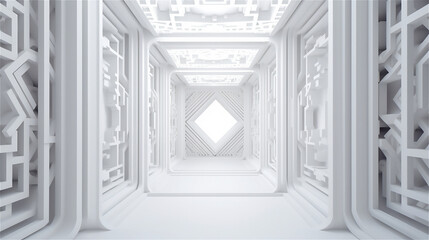 Futuristic white background, architecture, white room, spaceship