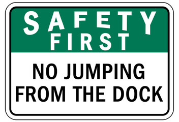 Loading dock sign and labels no jumping from the dock