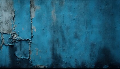 Dirty blue grunge abstract background texture, old rough wall pattern backdrop