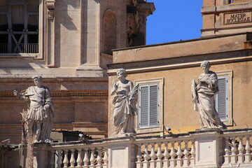 St. Peter's Basilica Colonnade Statues with Balustrade in Rome, Italy
