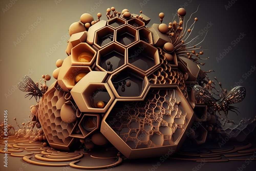 Poster combining organic materials with inorganic systems coalescing into one being generative ai