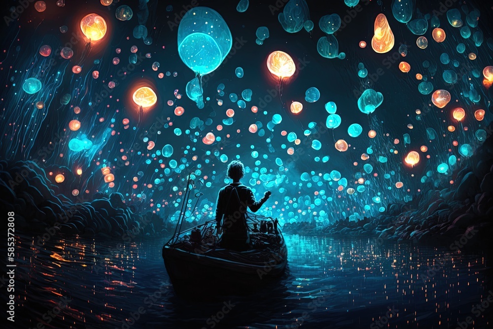 Poster luminescent wonder in a sea of lights generative ai