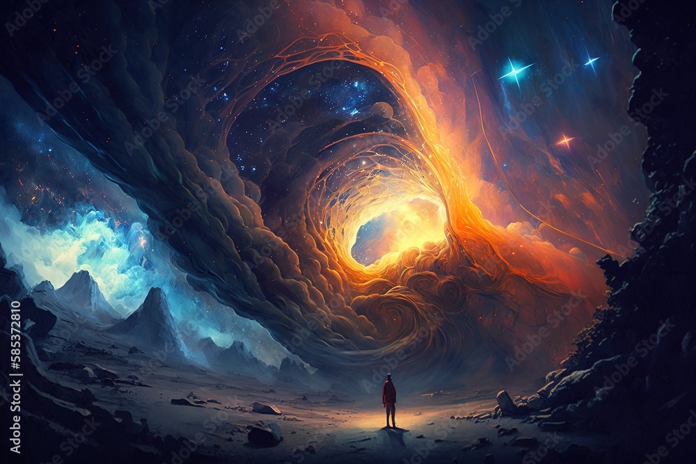 Poster luminescent wonders of mystical outer space generative ai