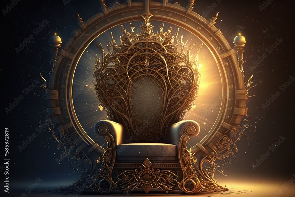 Poster magic and majesty radiating from a throne generative ai
