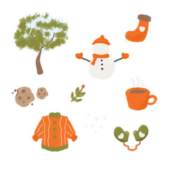 set of winter stuff