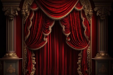 Luxurious Red Velvet Curtains: The Rich, Cinematic Experience Generative AI
