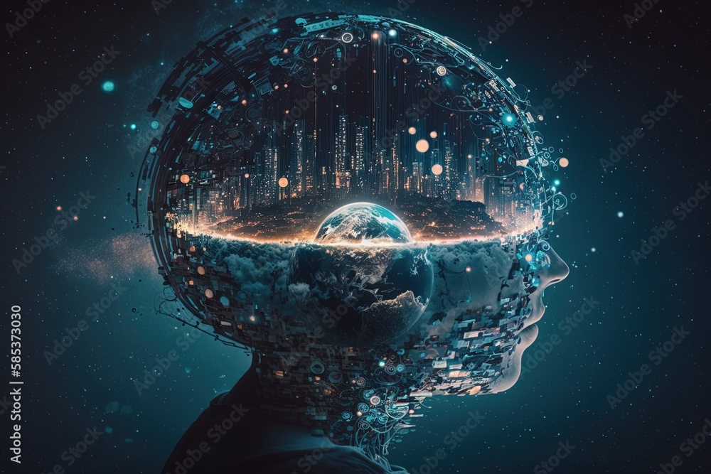 Poster radiant digital data portrayal: analyzing the role of our changing world in shaping the future gener