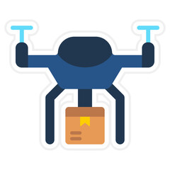 Drone Delivery Sticker Icon
