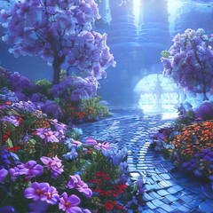 pltn style strybk gremlin mouse spring creation fantasy sunlight flowers intricate deta - obrazy, fototapety, plakaty