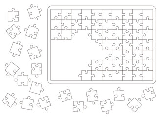 作りかけの白いジグソーパズル