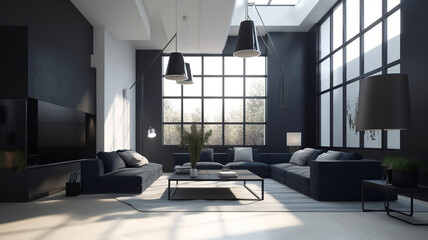 Modern living room interior, Generative AI