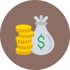 Money Bag Multicolor Circle Flat Icon