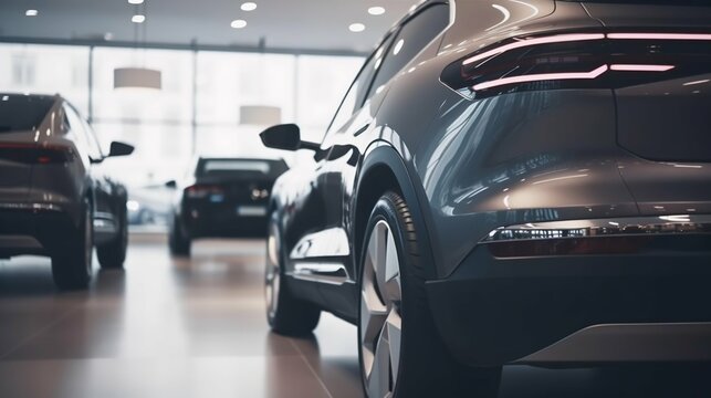 Car parked in luxury showroom. Generative AI