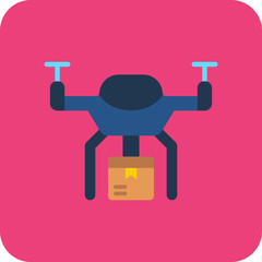 Drone Delivery Multicolor Round Corner Flat Icon