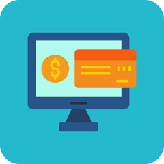 Online Payment Multicolor Round Corner Flat Icon