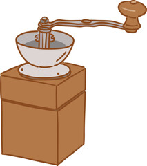 COFFEE DRIP TOOLS_COLOR DOODLE_vintage coffee grinder_vintage_EPS FILE