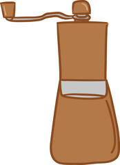 COFFEE DRIP TOOLS_COLOR DOODLE_wood coffee grinder_wood hand coffee grinder_EPS FILE