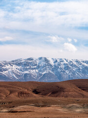 Stunning mountain scenery in the High Atlas Moutains near Midelt, Morocco during the winter - Portrait shot