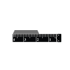 Tape measure silhouette flat illustration vector isolated on white background. Tape measure black and white icon for sewing concept. Sewing accessories