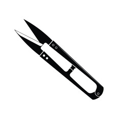 Thread snips flat silhouette vector isolated on white background. Sniper black and white icon. Tool for tailor