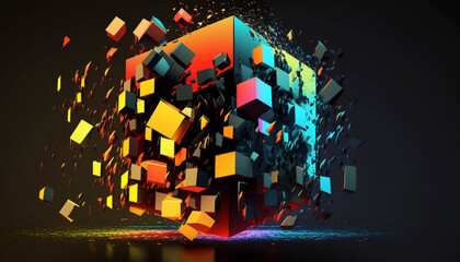 Colorful Cube background Abstract cube background.Generative AI.