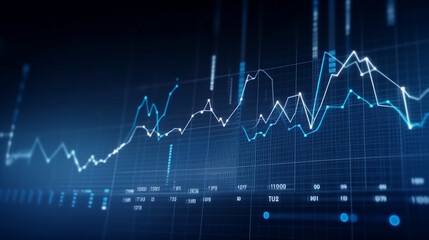 Fototapeta premium business economic charts with flashing effects, stock analysis, trading, cryptocurrencies, investments. generative ai 