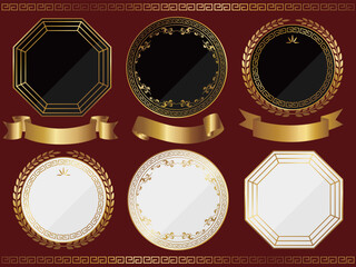 高級感のある中華風フレーム6種セット　ブラック＆ホワイト