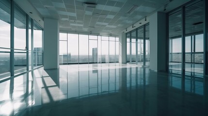 Fototapeta premium Co-working space in modern interior. Generative AI
