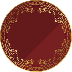 高級感のある雷紋の中華風フレーム　レッド＆ゴールド