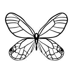 Butterfly silhoette trendy y2k aesthetic. Isolated graphic retro style butterfly silhoette