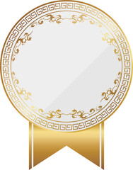 高級感のある雷紋の中華風エンブレム　ホワイト＆ゴールド