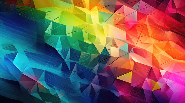 Colorful rainbow triangles as abstract texture wallpaper background (Generative AI)
