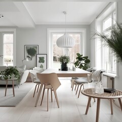 luxury Scandinavian living room, modern 