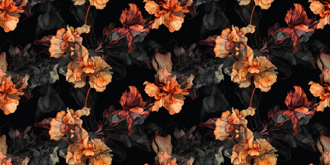 Begonia repeating pattern background, tropical leaves, abstract art design – created with generative AI