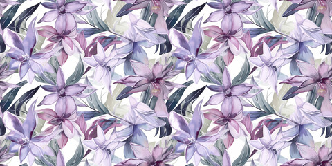 Laelia and Rosa, repeating pattern background, tropical leaves, abstract art design – created with generative AI