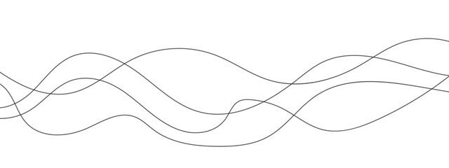 Abstract wavy black and white curved line on transparent background.	