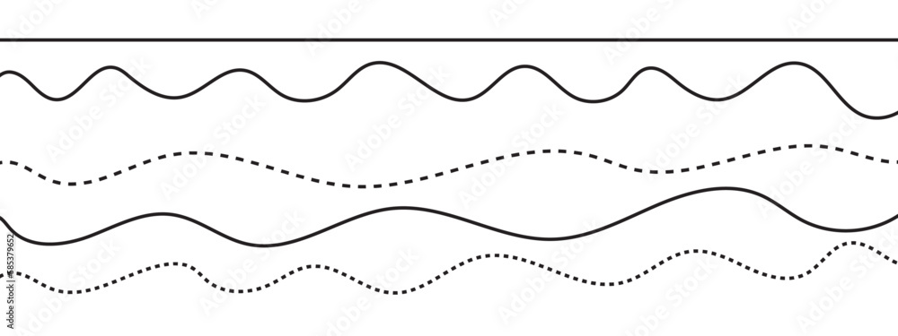 Poster deferent types of wave lines. abstract some black and white wavy lines background.