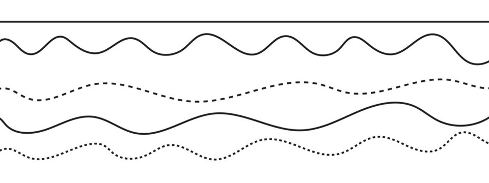 Deferent types of wave lines. Abstract some black and white wavy lines background.