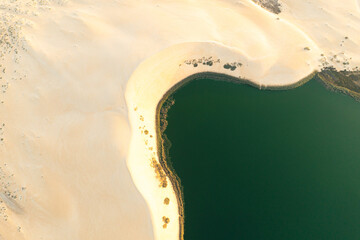 Aerial view of Asfar Lake near Al Hofuf town