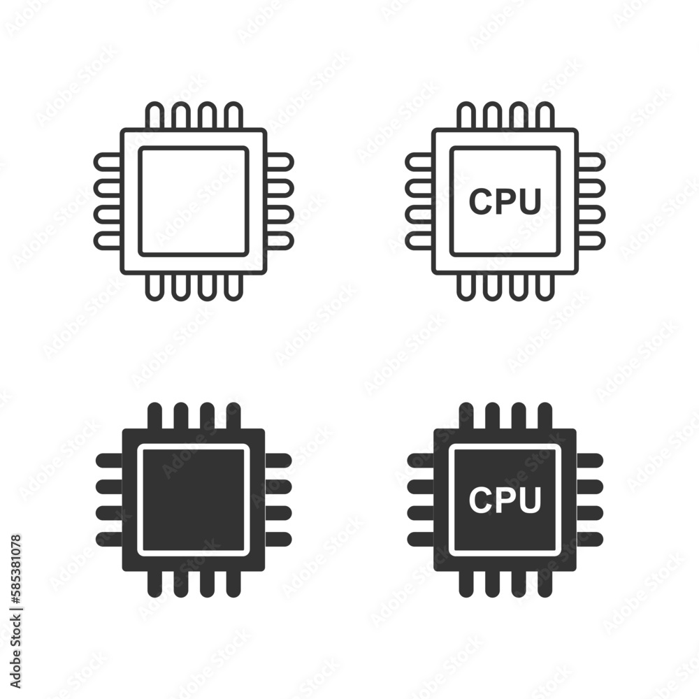 Aufkleber processor icon. mini cpu icon flat style. mobile processor vector. phone processor illustration. bas