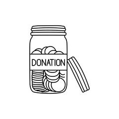Donation money black line icon. Pictogram for web page
