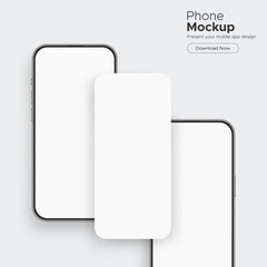 Black Smartphone With Blank Wireframe Screens. Template for Modern Mobile App Design. Vector Illustration