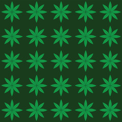 Seamless pattern with green leaves on a dark green background. Vector illustration